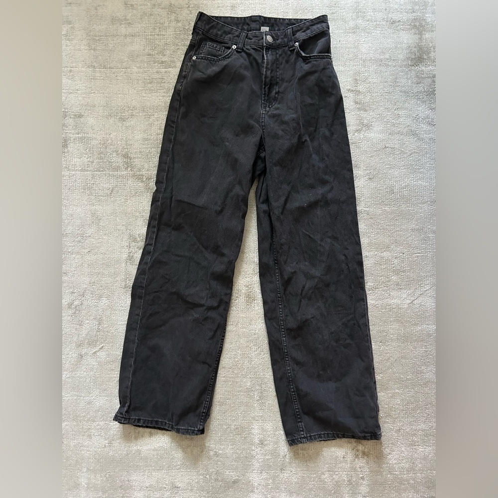 H&M Black Denim Wide Leg Jeans, size 2, new condition